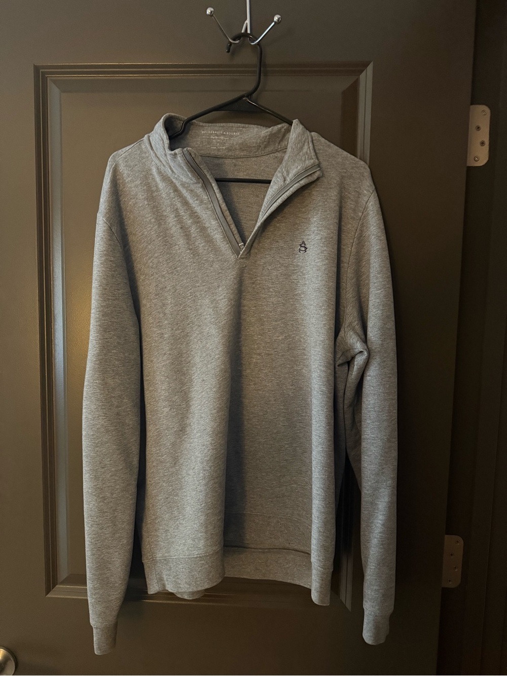 Men's Heather Grey Zip-Neck Pullover Sweater